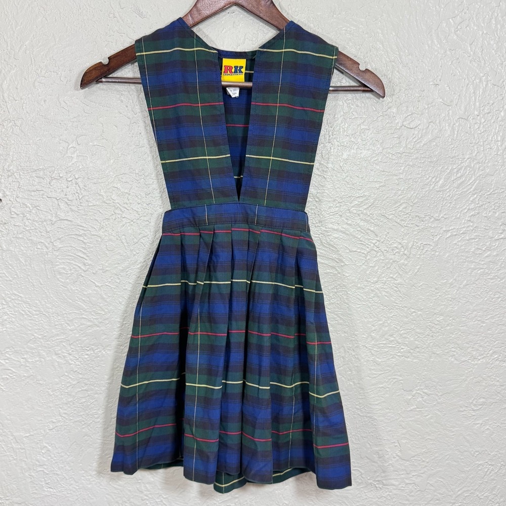 Vtg RK Rifle Kaynee Tartan Plaid Jumper Dress 6 School‎ Uniform Holiday Xmas 90s